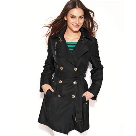 michael kors belted double breasted wool blend trench coat|michael kors wool blend.